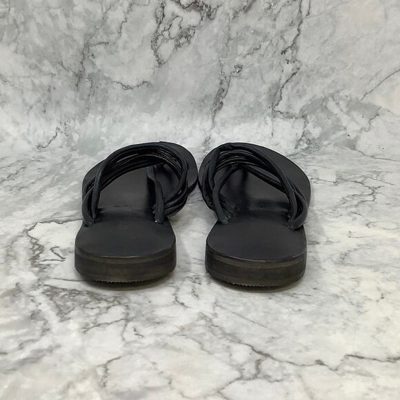 Free People Size 38.5 Black Kayla Soft Leather Strappy Flat Sandals N22-3 - Picture 5 of 9